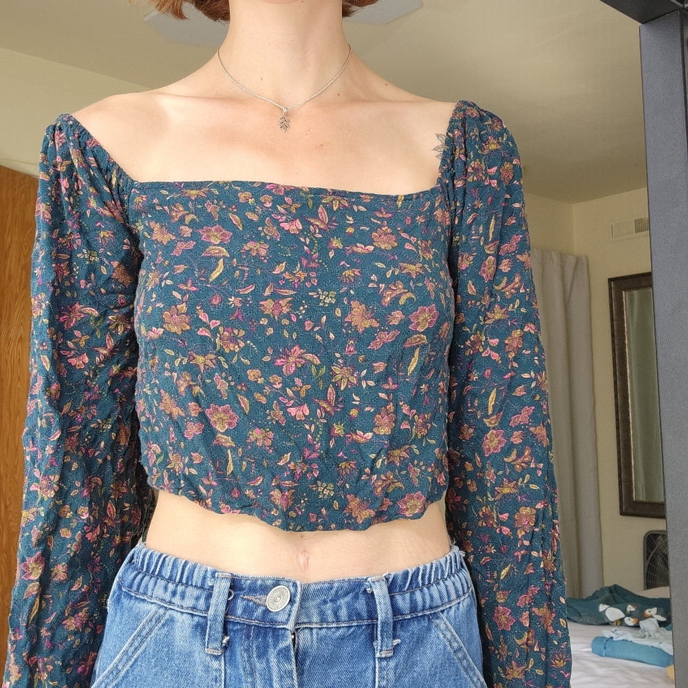 self contrast long-sleeve blouse